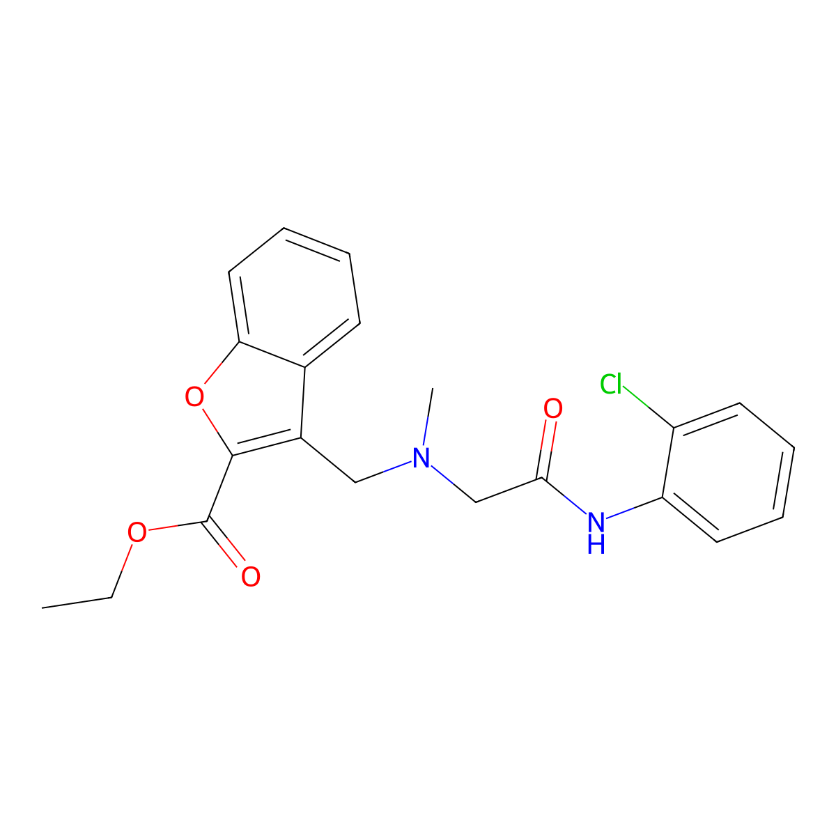 Ethyl 3-[({[(2-chlorophenyl)carbamoyl]methyl}(methyl)amino)methyl]-1-benzofuran-2-carboxylate molecular structure, CAS 1057883-70-1