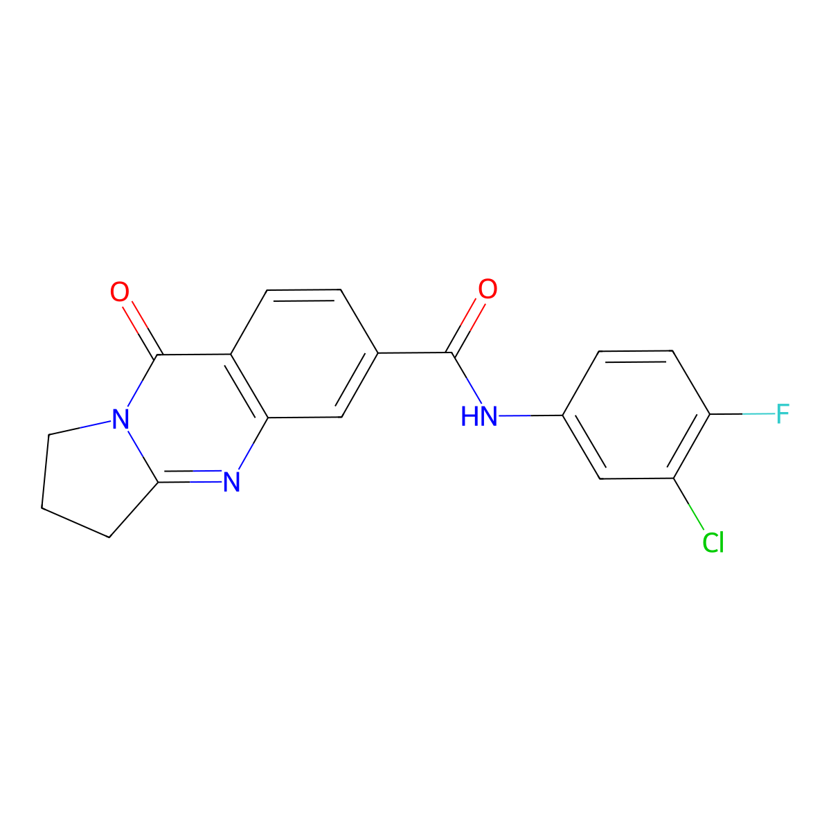 N-(3-chloro-4-fluorophenyl)-9-oxo-1,2,3,9-tetrahydropyrrolo[2,1-b]quinazoline-6-carboxamide molecular structure, CAS 1057894-04-8