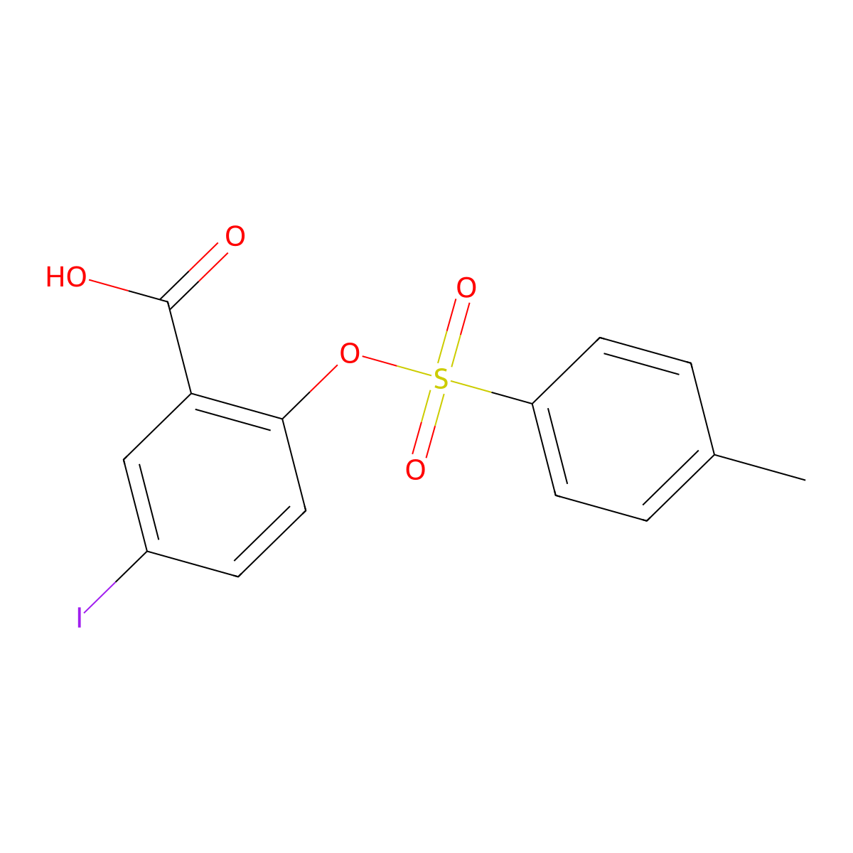 5-Iodo-2-[(4-methylbenzenesulfonyl)oxy]benzoic acid molecular structure, CAS 1057918-41-8