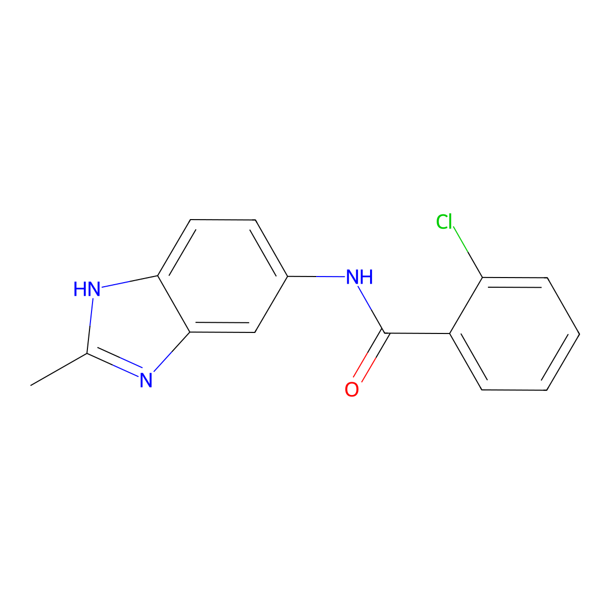 2-chloro-N-(2-methyl-1H-benzimidazol-5-yl)benzamide molecular structure, CAS 1057941-61-3