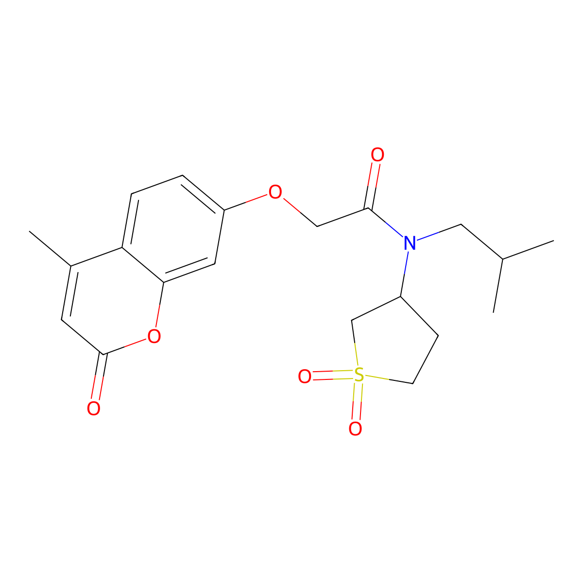 N-(1,1-dioxidotetrahydrothiophen-3-yl)-2-[(4-methyl-2-oxo-2H-chromen-7-yl)oxy]-N-(2-methylpropyl)acetamide molecular structure, CAS 1057955-96-0