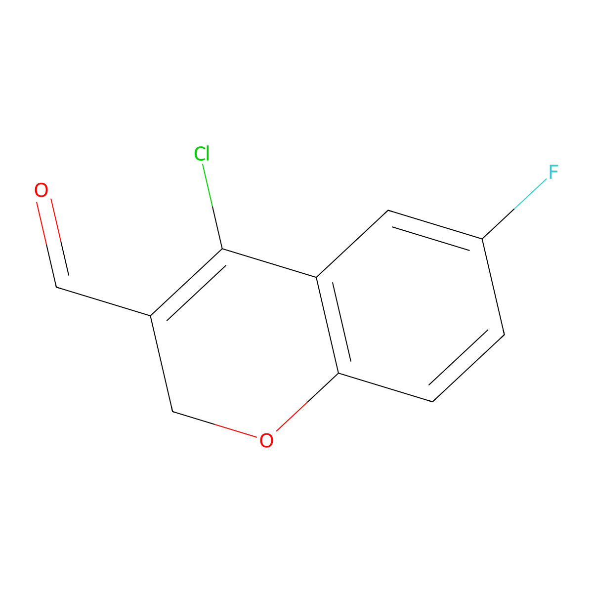4-Chloro-6-fluoro-2H-1-benzopyran-3-carbaldehyde molecular structure, CAS 105799-69-7