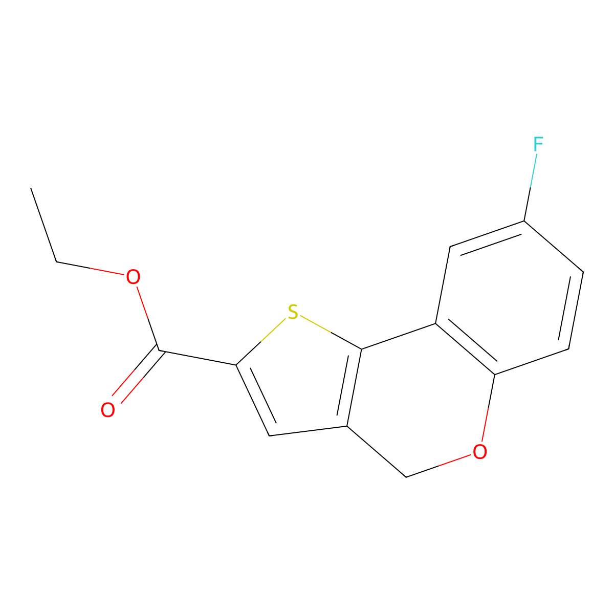 ethyl 8-fluoro-4H-thieno[3,2-c]chromene-2-carboxylate molecular structure, CAS 105799-70-0