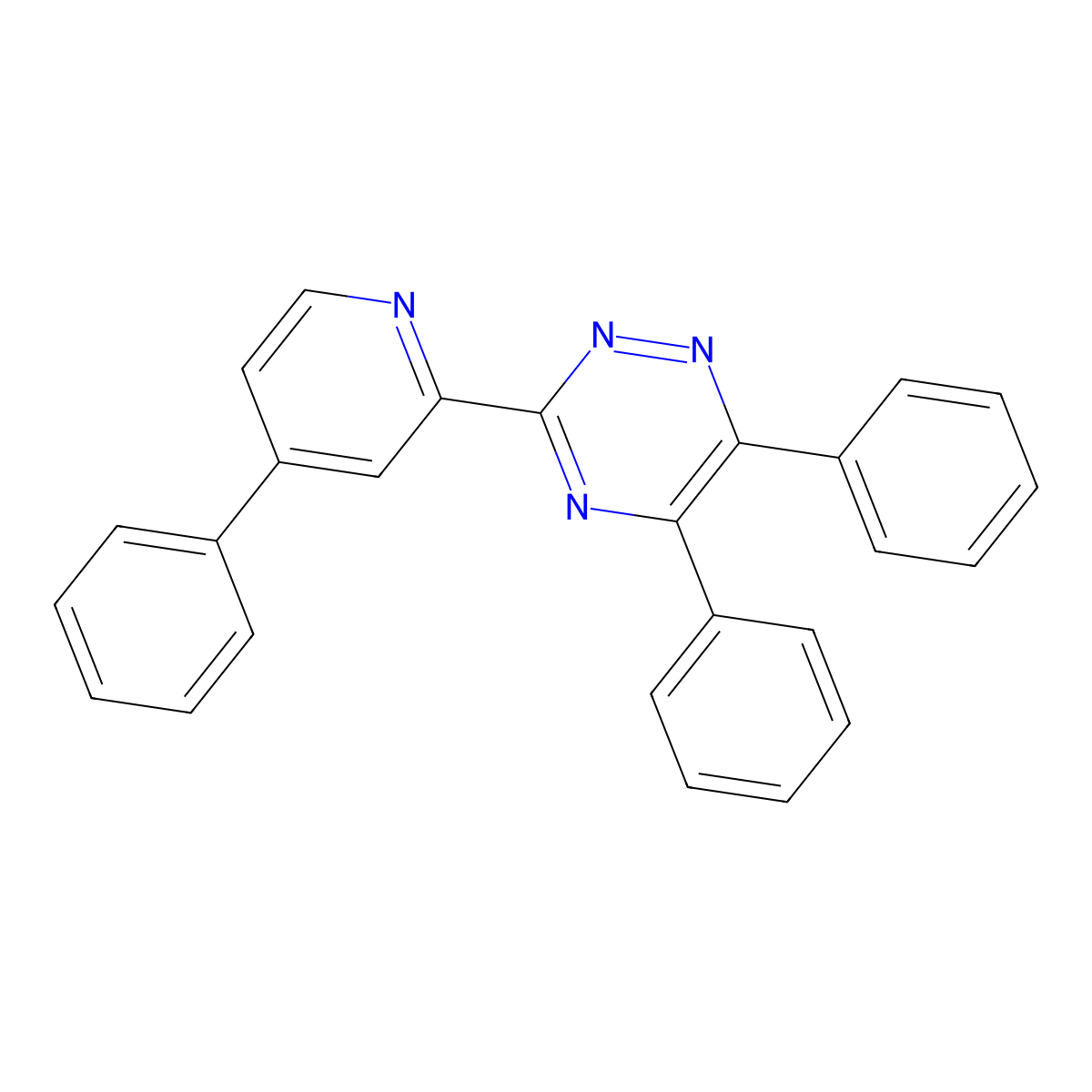 1,2,4-Triazine, 5,6-diphenyl-3-(4-phenyl-2-pyridinyl)- molecular structure, CAS 1058-71-5
