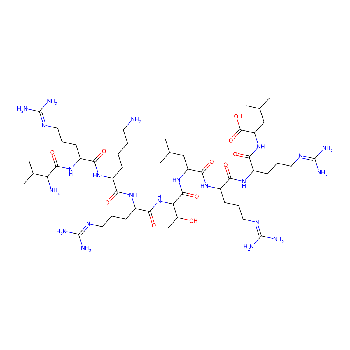 H-Val-arg-lys-arg-thr-leu-arg-arg-leu-OH molecular structure, CAS 105802-82-2
