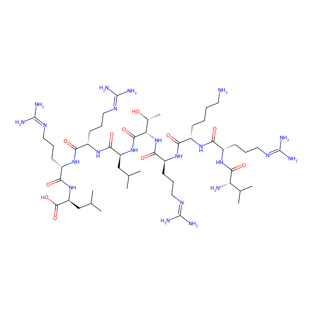 H-Val-arg-lys-arg-thr-leu-arg-arg-leu-OH molecular structure, CAS 105802-82-2