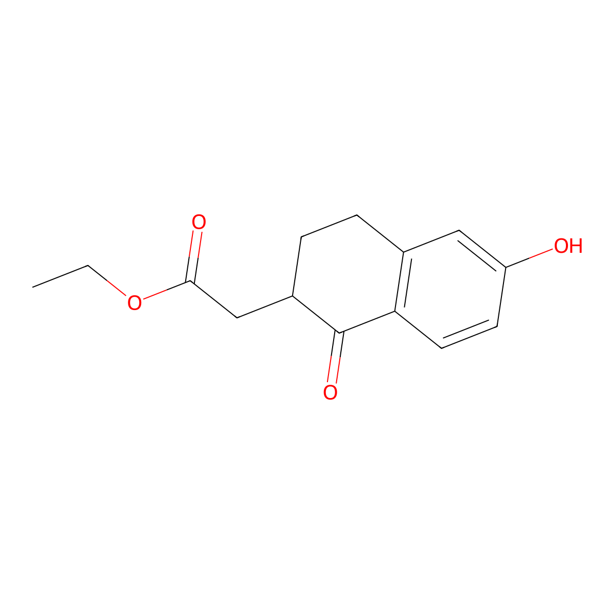 Ethyl 2-(6-hydroxy-1-oxo-1,2,3,4-tetrahydronaphthalen-2-yl)acetate molecular structure, CAS 105806-38-0