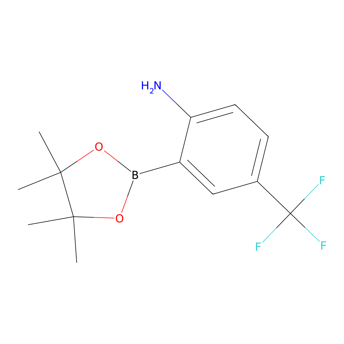 2-(4,4,5,5-Tetramethyl-1,3,2-dioxaborolan-2-yl)-4-(trifluoromethyl)aniline molecular structure, CAS 1058062-64-8