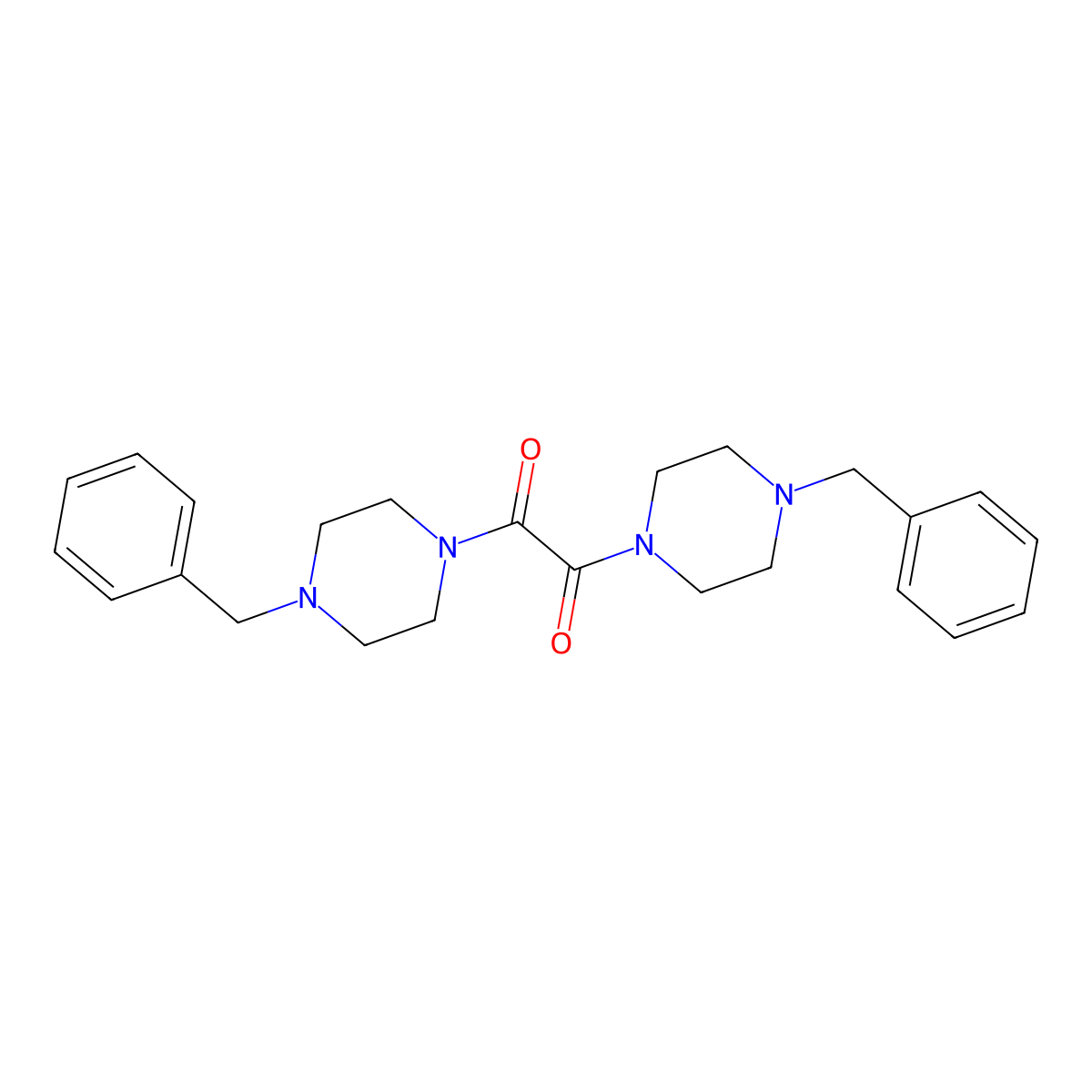 1,2-Bis(4-benzylpiperazin-1-yl)ethane-1,2-dione molecular structure, CAS 105807-55-4