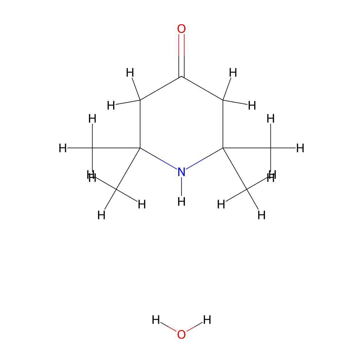 4-Piperidinone, 2,2,6,6-tetramethyl-, monohydrate molecular structure, CAS 10581-38-1