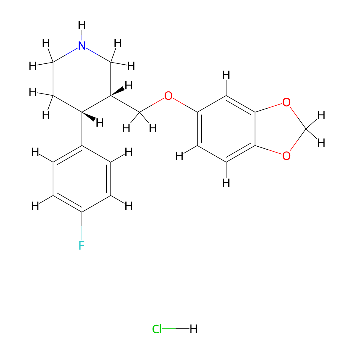 Paroxetine hydrochloride anhydrous, cis- molecular structure, CAS 105813-04-5