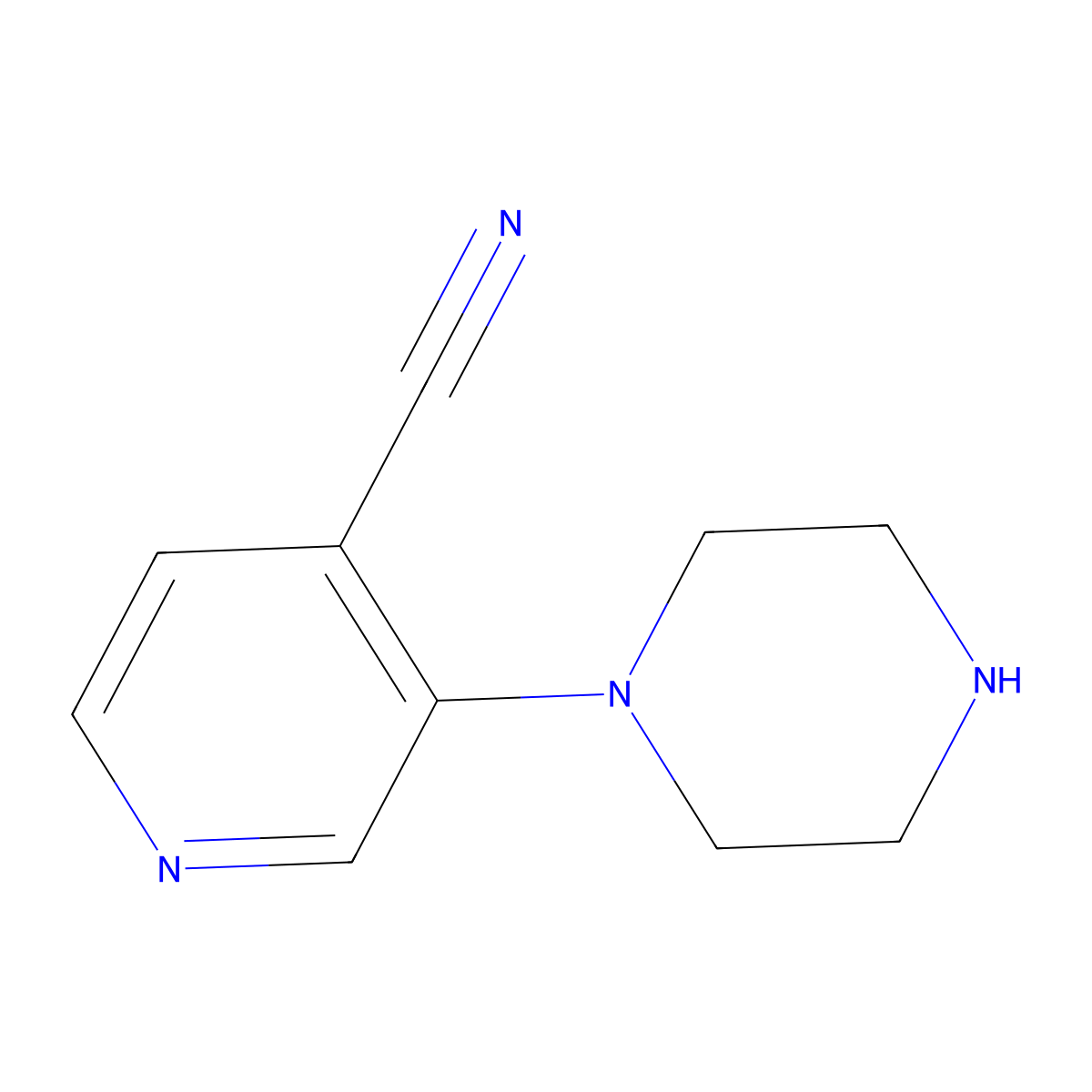 3-(1-Piperazinyl)-4-pyridinecarbonitrile molecular structure, CAS 1058161-62-8