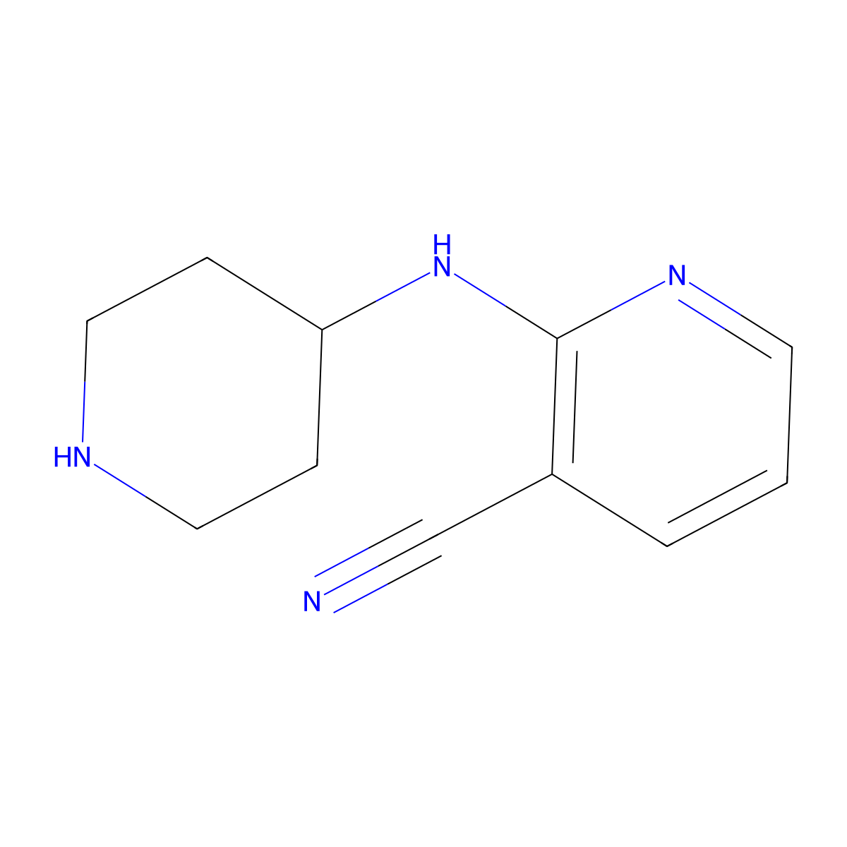 2-(Piperidin-4-ylamino)-nicotinonitrile molecular structure, CAS 1058161-64-0