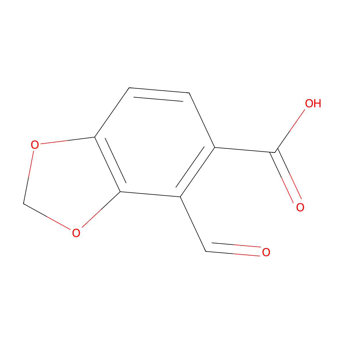 4-Formyl-2H-1,3-benzodioxole-5-carboxylic acid molecular structure, CAS 1058164-93-4