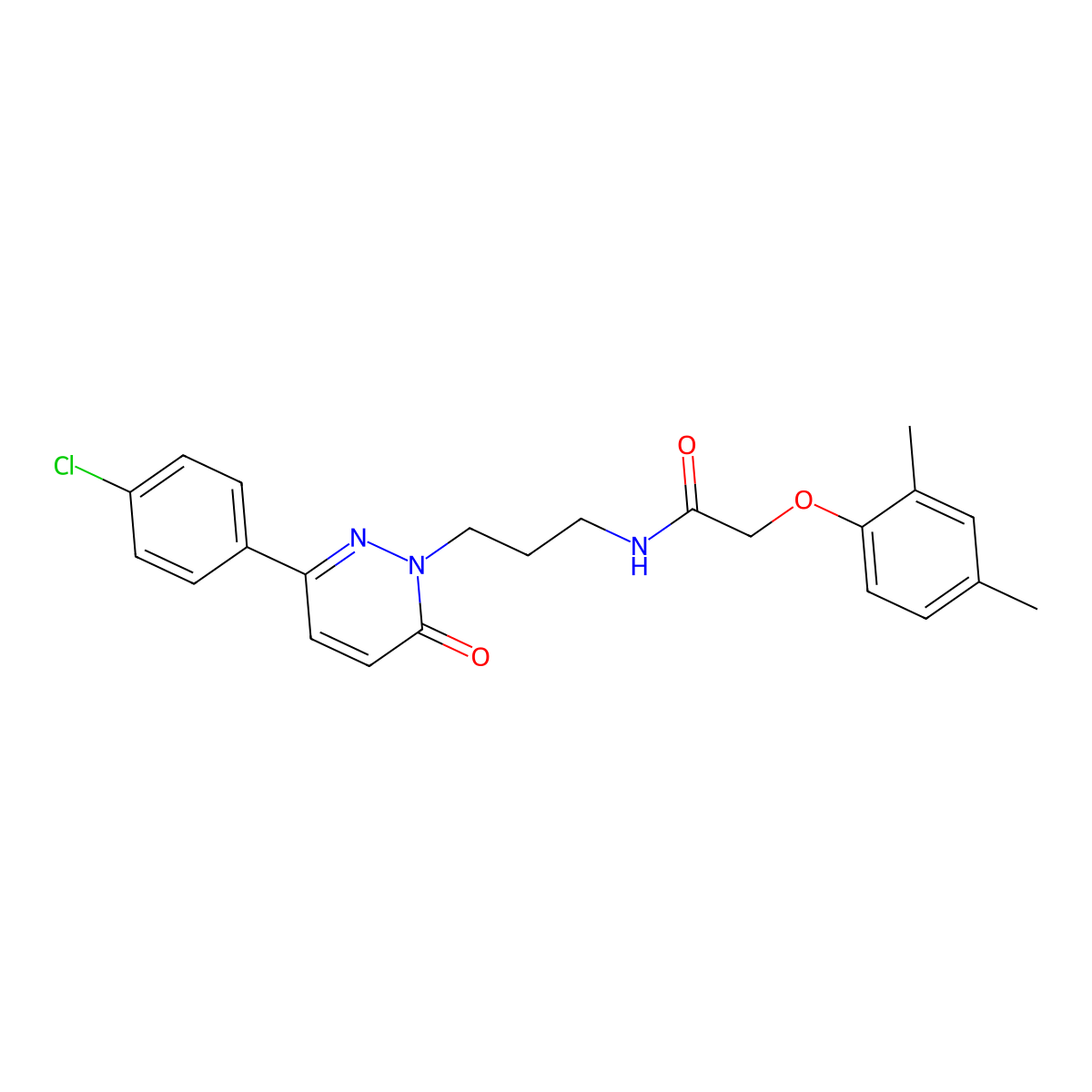 N-(3-(3-(4-chlorophenyl)-6-oxopyridazin-1(6H)-yl)propyl)-2-(2,4-dimethylphenoxy)acetamide molecular structure, CAS 1058175-05-5
