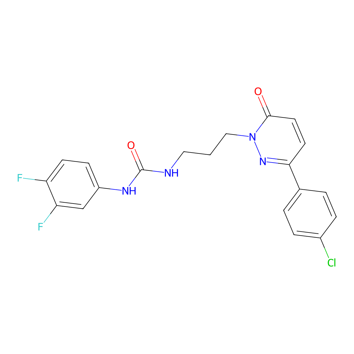 3-{3-[3-(4-Chlorophenyl)-6-oxo-1,6-dihydropyridazin-1-yl]propyl}-1-(3,4-difluorophenyl)urea molecular structure, CAS 1058175-17-9