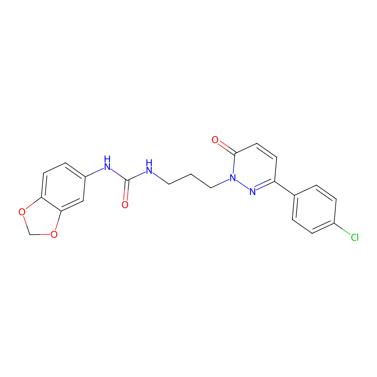 1-(benzo[d][1,3]dioxol-5-yl)-3-(3-(3-(4-chlorophenyl)-6-oxopyridazin-1(6H)-yl)propyl)urea molecular structure, CAS 1058175-19-1