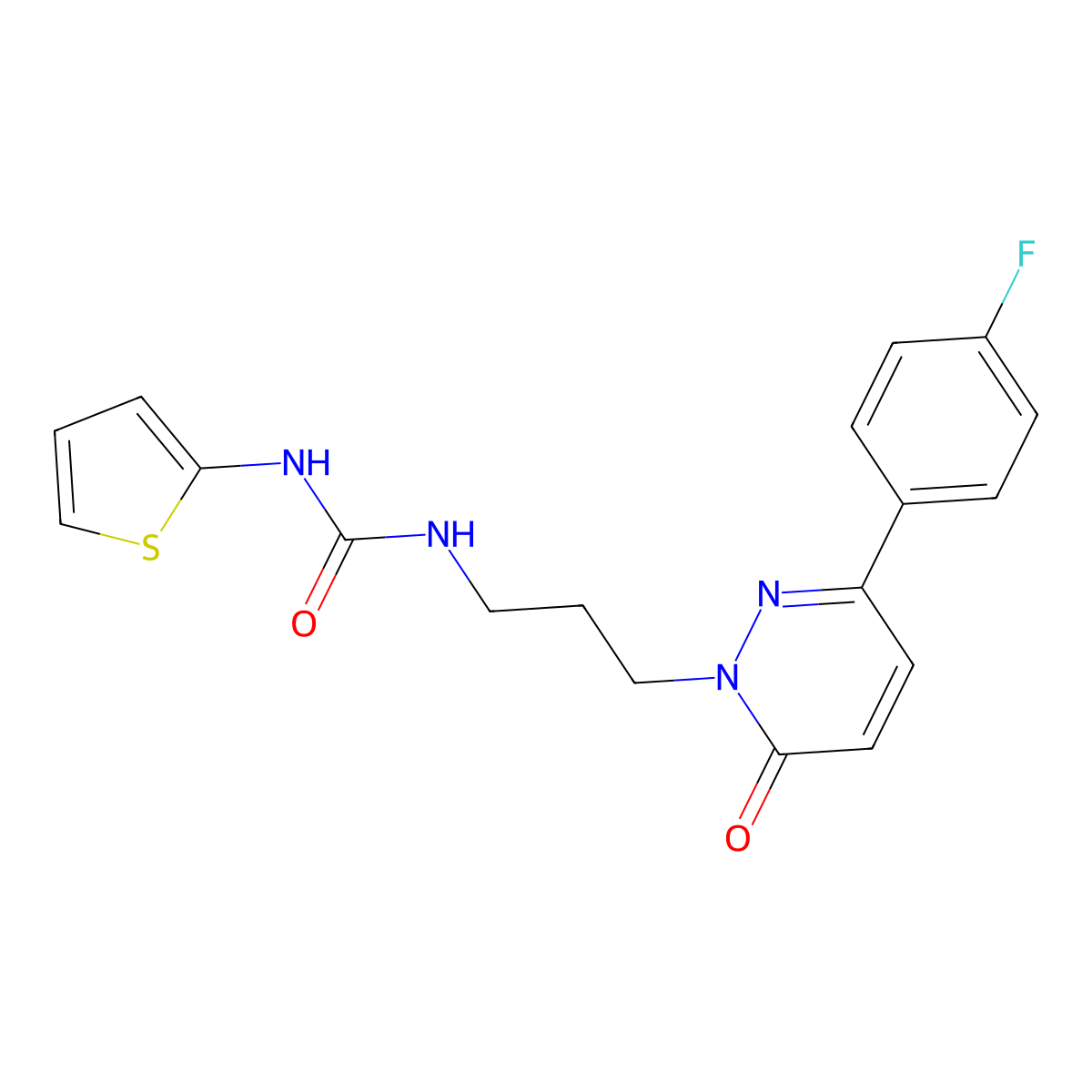 1-(3-(3-(4-fluorophenyl)-6-oxopyridazin-1(6H)-yl)propyl)-3-(thiophen-2-yl)urea molecular structure, CAS 1058175-61-3