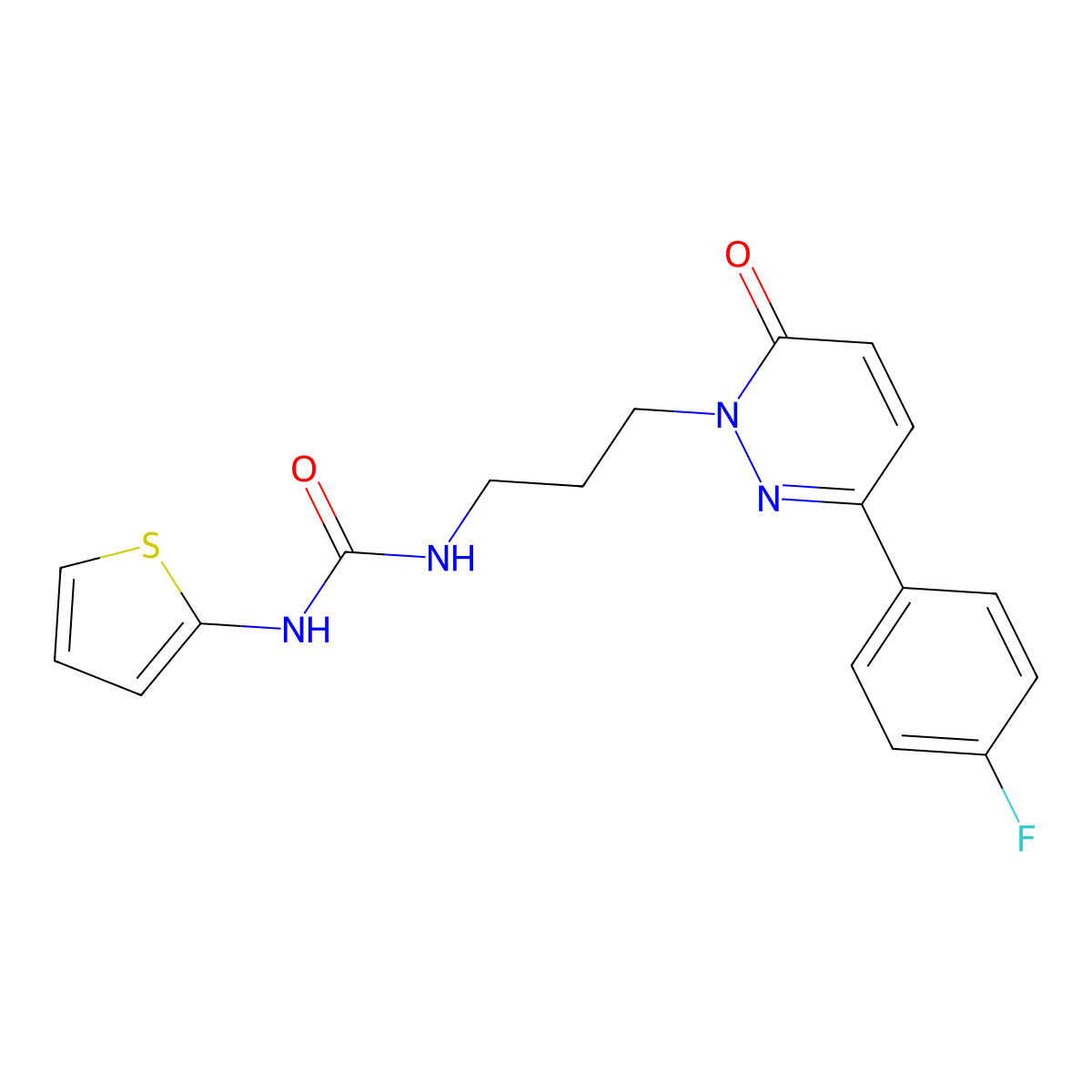 1-(3-(3-(4-fluorophenyl)-6-oxopyridazin-1(6H)-yl)propyl)-3-(thiophen-2-yl)urea molecular structure, CAS 1058175-61-3