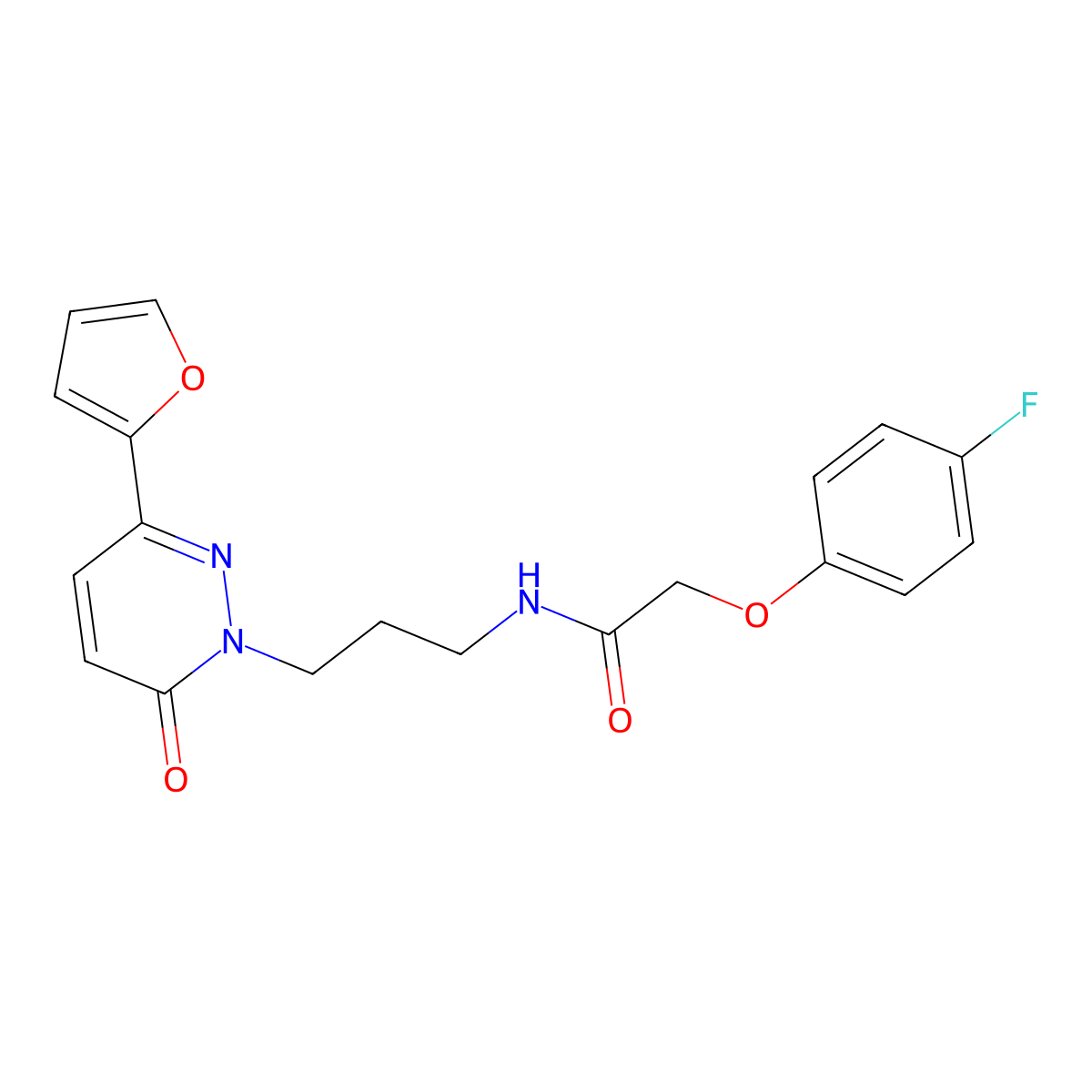 2-(4-fluorophenoxy)-N-{3-[3-(furan-2-yl)-6-oxo-1,6-dihydropyridazin-1-yl]propyl}acetamide molecular structure, CAS 1058175-76-0