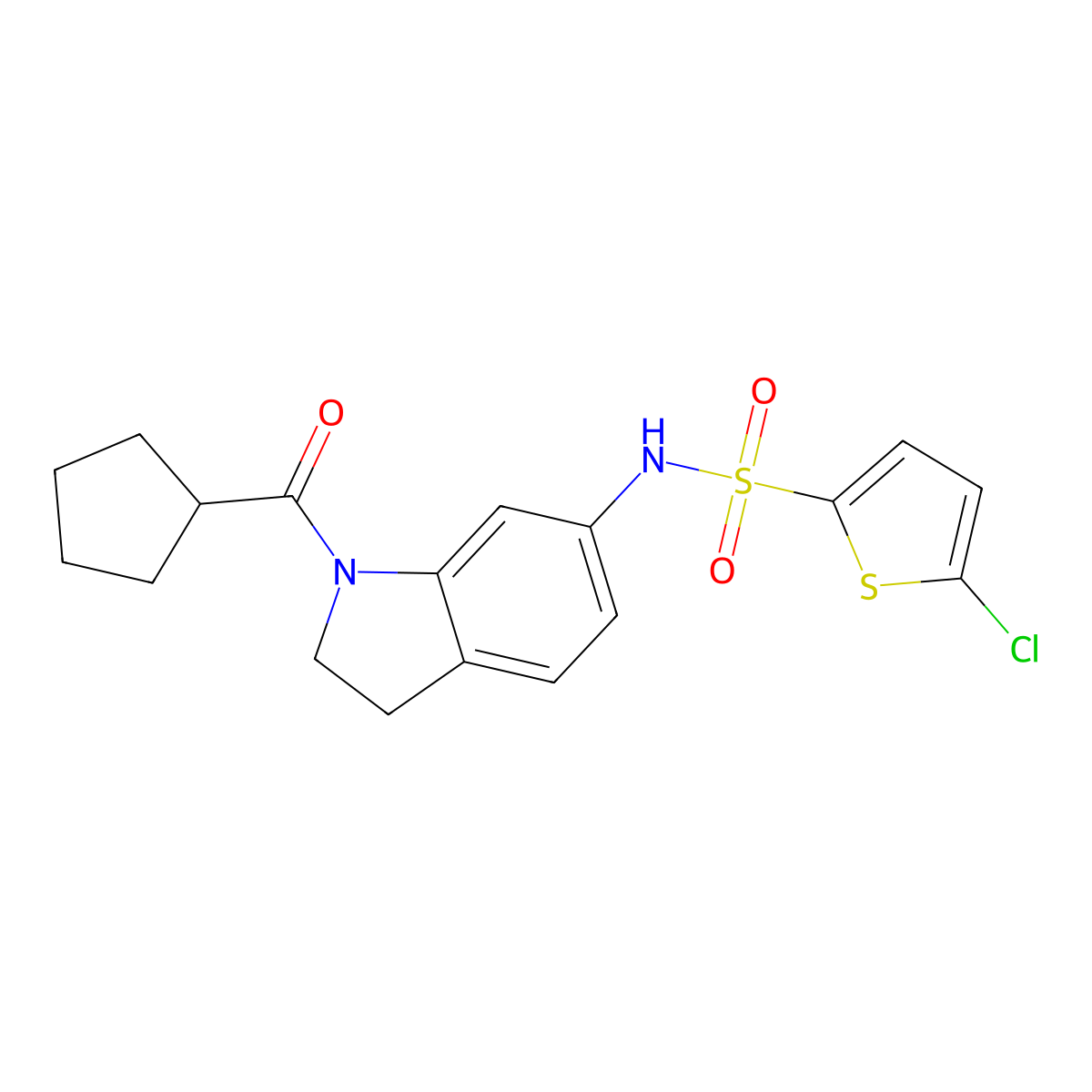 5-chloro-N-(1-(cyclopentanecarbonyl)indolin-6-yl)thiophene-2-sulfonamide molecular structure, CAS 1058180-22-5