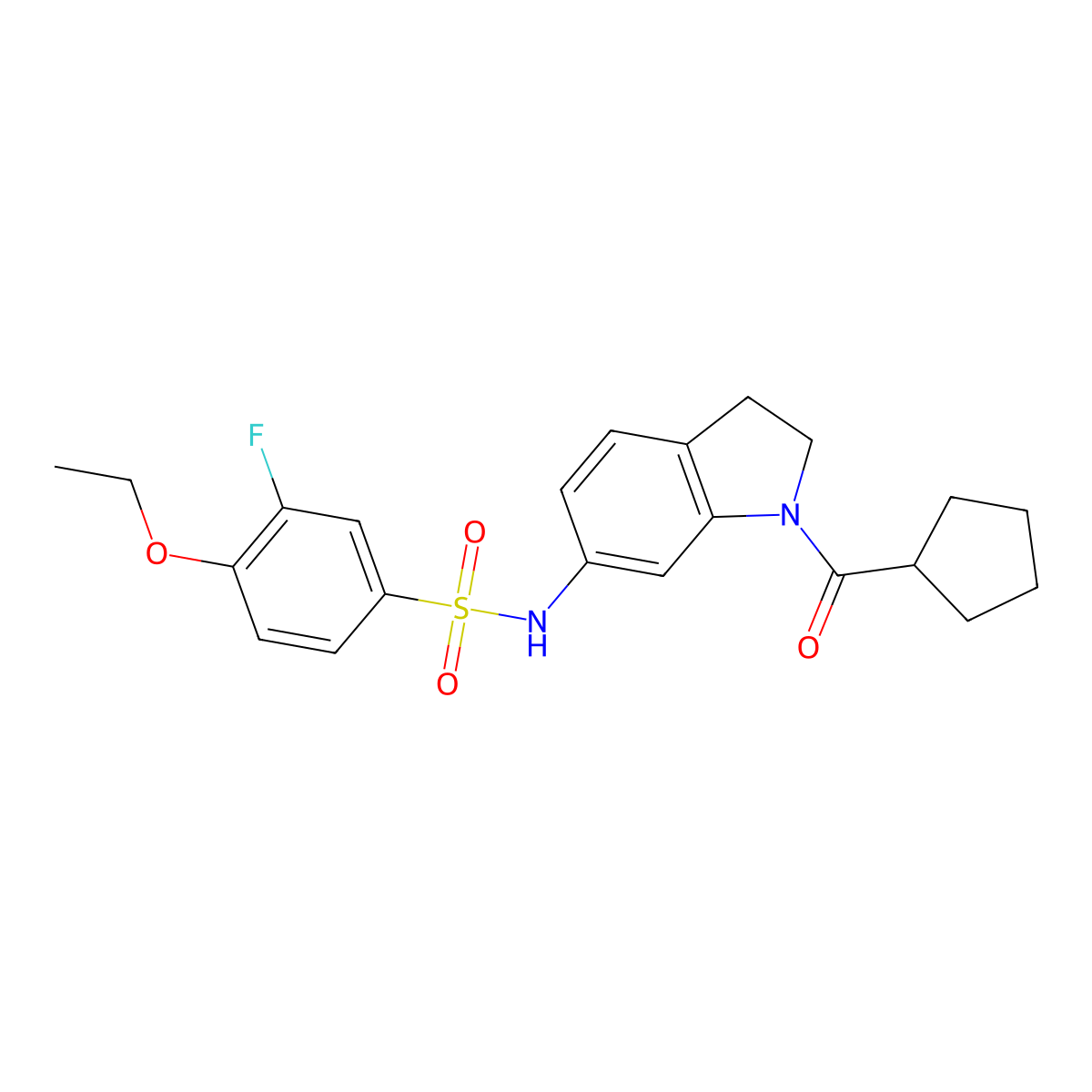 N-(1-(cyclopentanecarbonyl)indolin-6-yl)-4-ethoxy-3-fluorobenzenesulfonamide molecular structure, CAS 1058180-28-1