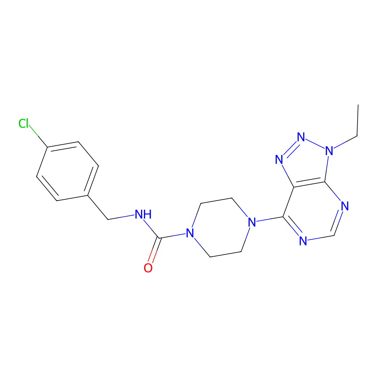 N-[(4-chlorophenyl)methyl]-4-{3-ethyl-3H-[1,2,3]triazolo[4,5-d]pyrimidin-7-yl}piperazine-1-carboxamide molecular structure, CAS 1058183-00-8