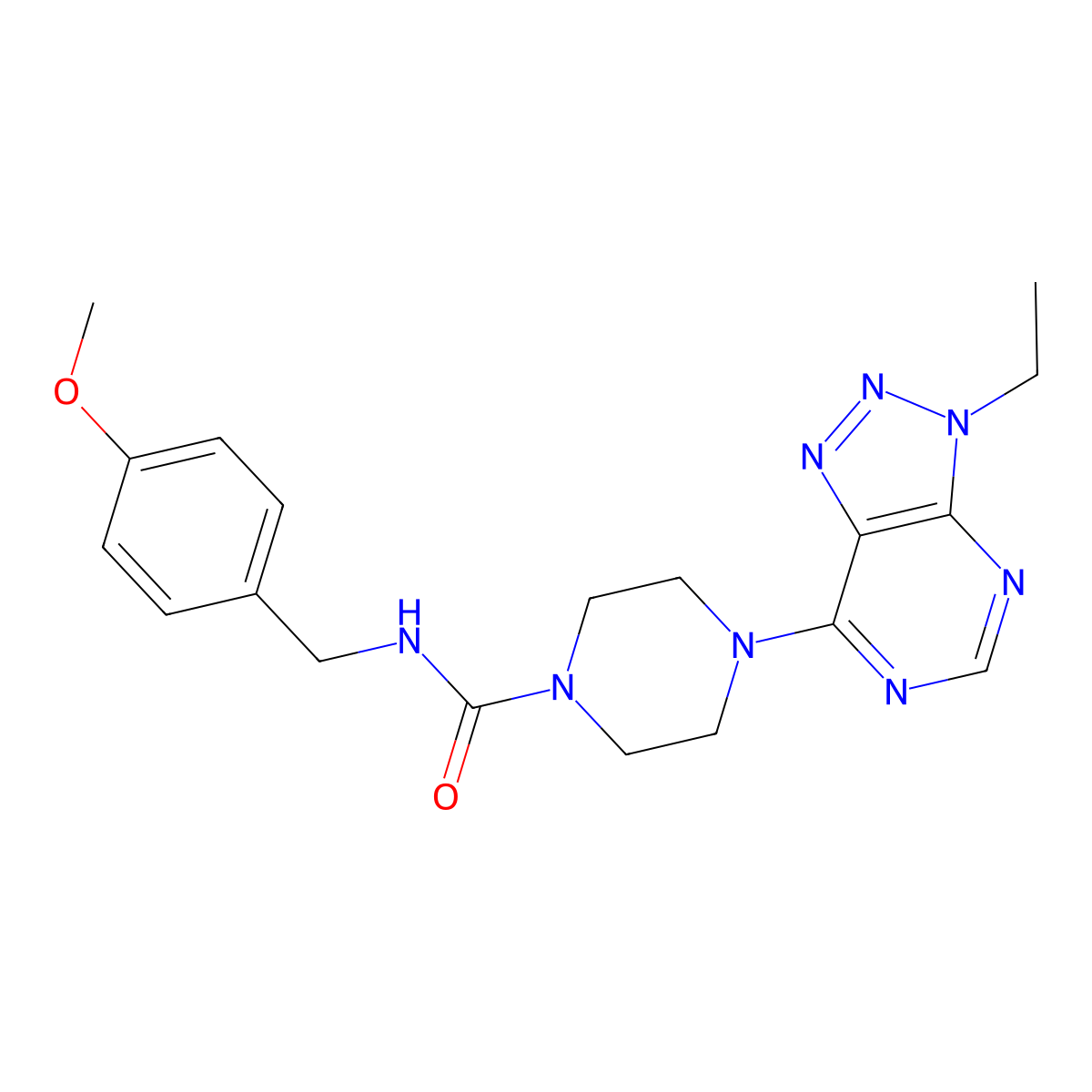 4-{3-ethyl-3H-[1,2,3]triazolo[4,5-d]pyrimidin-7-yl}-N-[(4-methoxyphenyl)methyl]piperazine-1-carboxamide molecular structure, CAS 1058183-01-9
