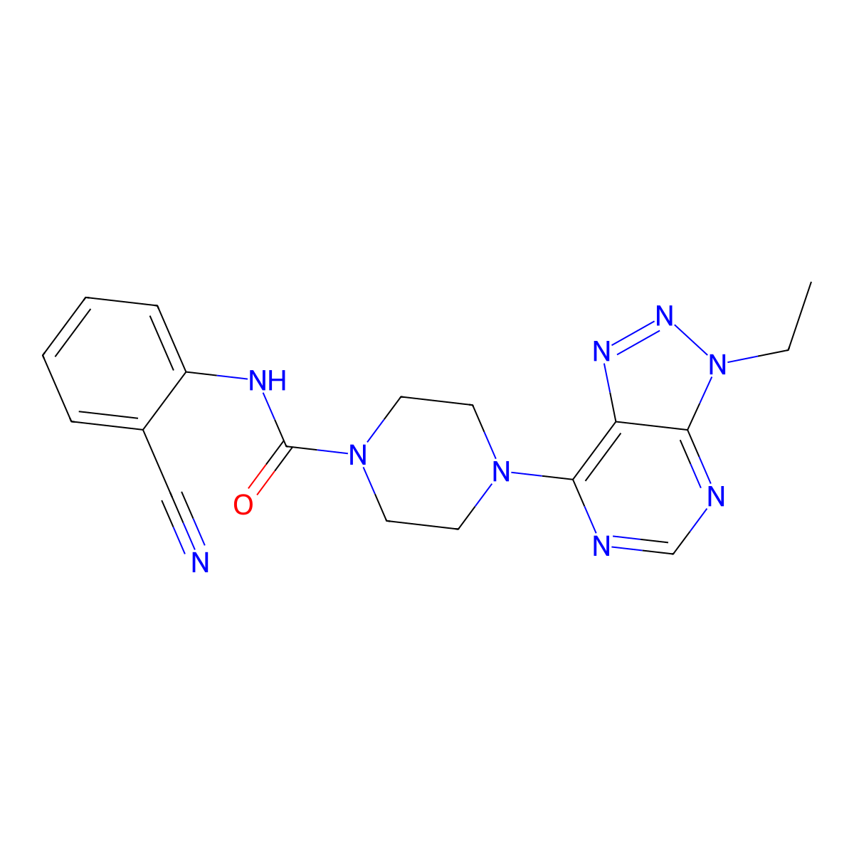 N-(2-cyanophenyl)-4-{3-ethyl-3H-[1,2,3]triazolo[4,5-d]pyrimidin-7-yl}piperazine-1-carboxamide molecular structure, CAS 1058183-05-3