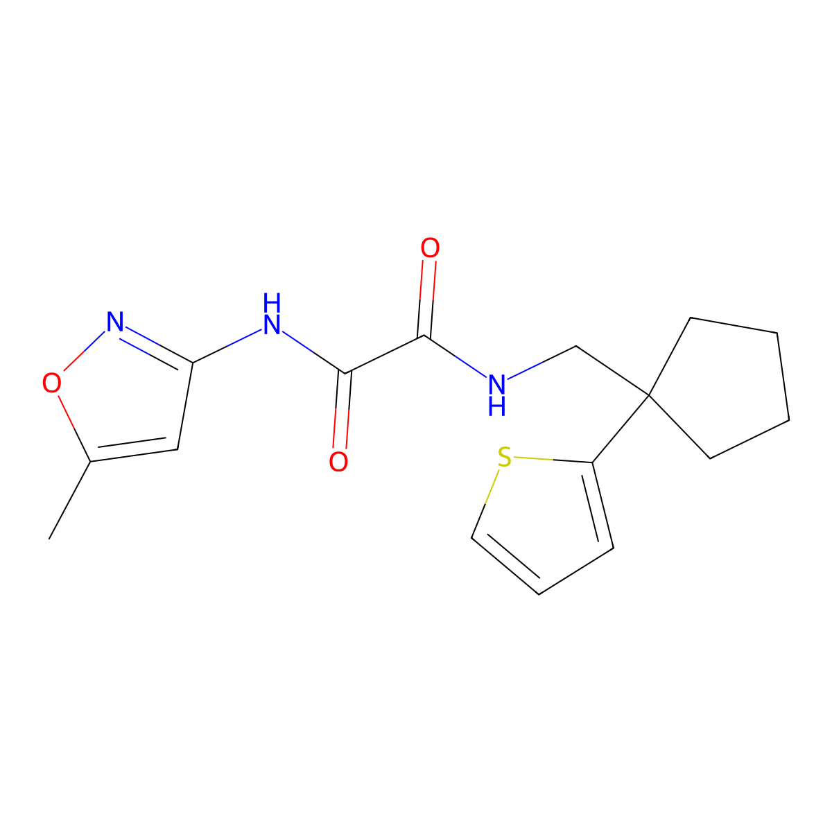 N-(5-methyl-1,2-oxazol-3-yl)-N'-{[1-(thiophen-2-yl)cyclopentyl]methyl}ethanediamide molecular structure, CAS 1058184-55-6