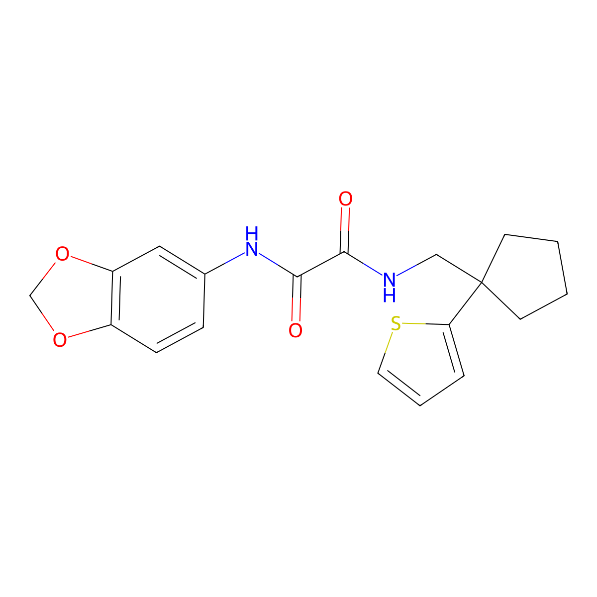 N'-(2H-1,3-benzodioxol-5-yl)-N-{[1-(thiophen-2-yl)cyclopentyl]methyl}ethanediamide molecular structure, CAS 1058184-57-8