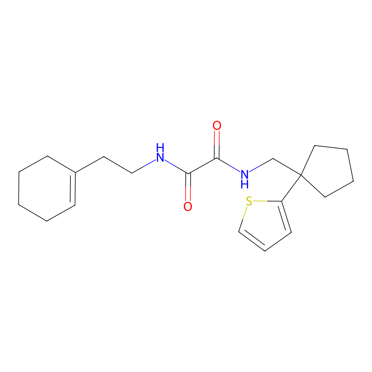 N'-[2-(cyclohex-1-en-1-yl)ethyl]-N-{[1-(thiophen-2-yl)cyclopentyl]methyl}ethanediamide molecular structure, CAS 1058184-60-3