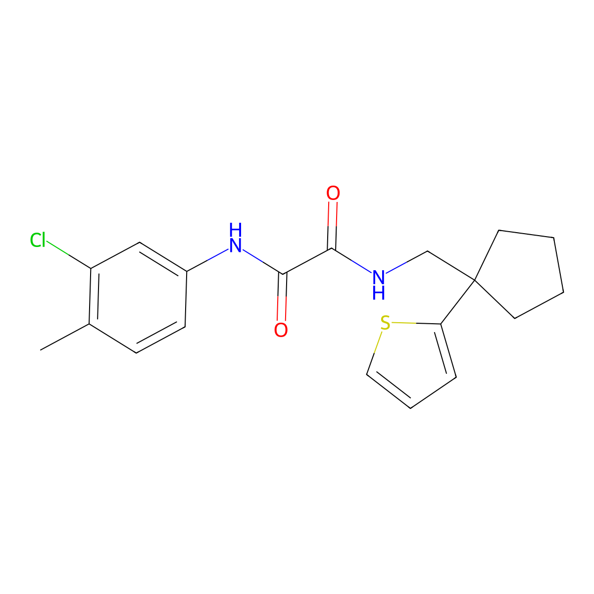 N'-(3-chloro-4-methylphenyl)-N-{[1-(thiophen-2-yl)cyclopentyl]methyl}ethanediamide molecular structure, CAS 1058184-71-6