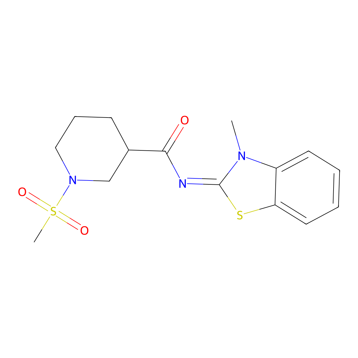 (Z)-N-(3-methylbenzo[d]thiazol-2(3H)-ylidene)-1-(methylsulfonyl)piperidine-3-carboxamide molecular structure, CAS 1058188-83-2