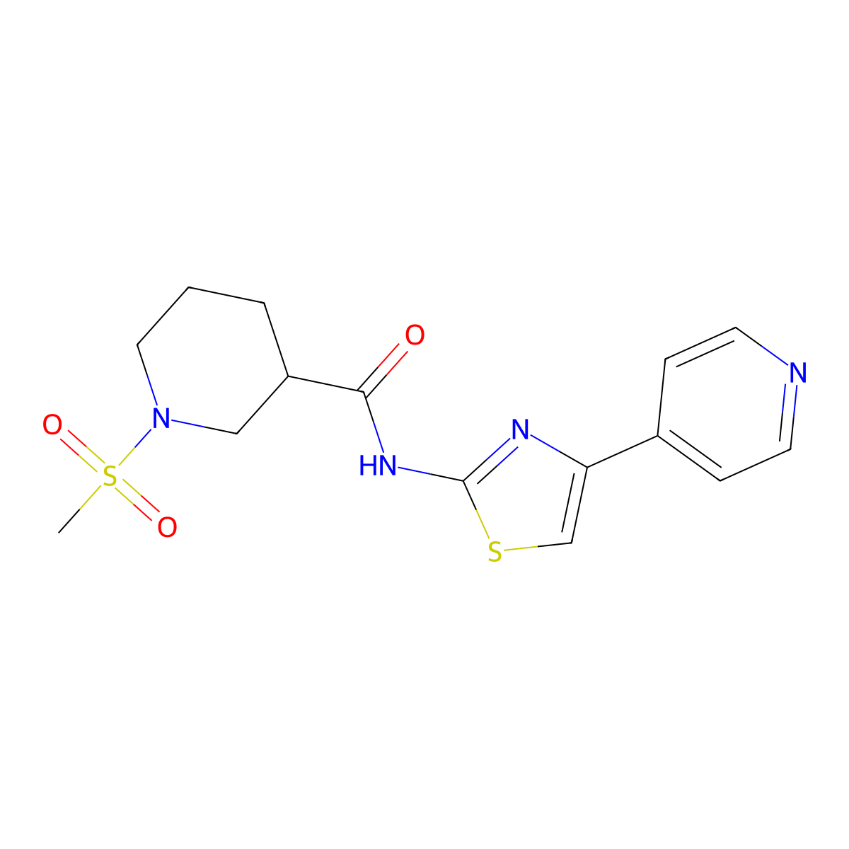 1-(methylsulfonyl)-N-(4-(pyridin-4-yl)thiazol-2-yl)piperidine-3-carboxamide molecular structure, CAS 1058189-01-7