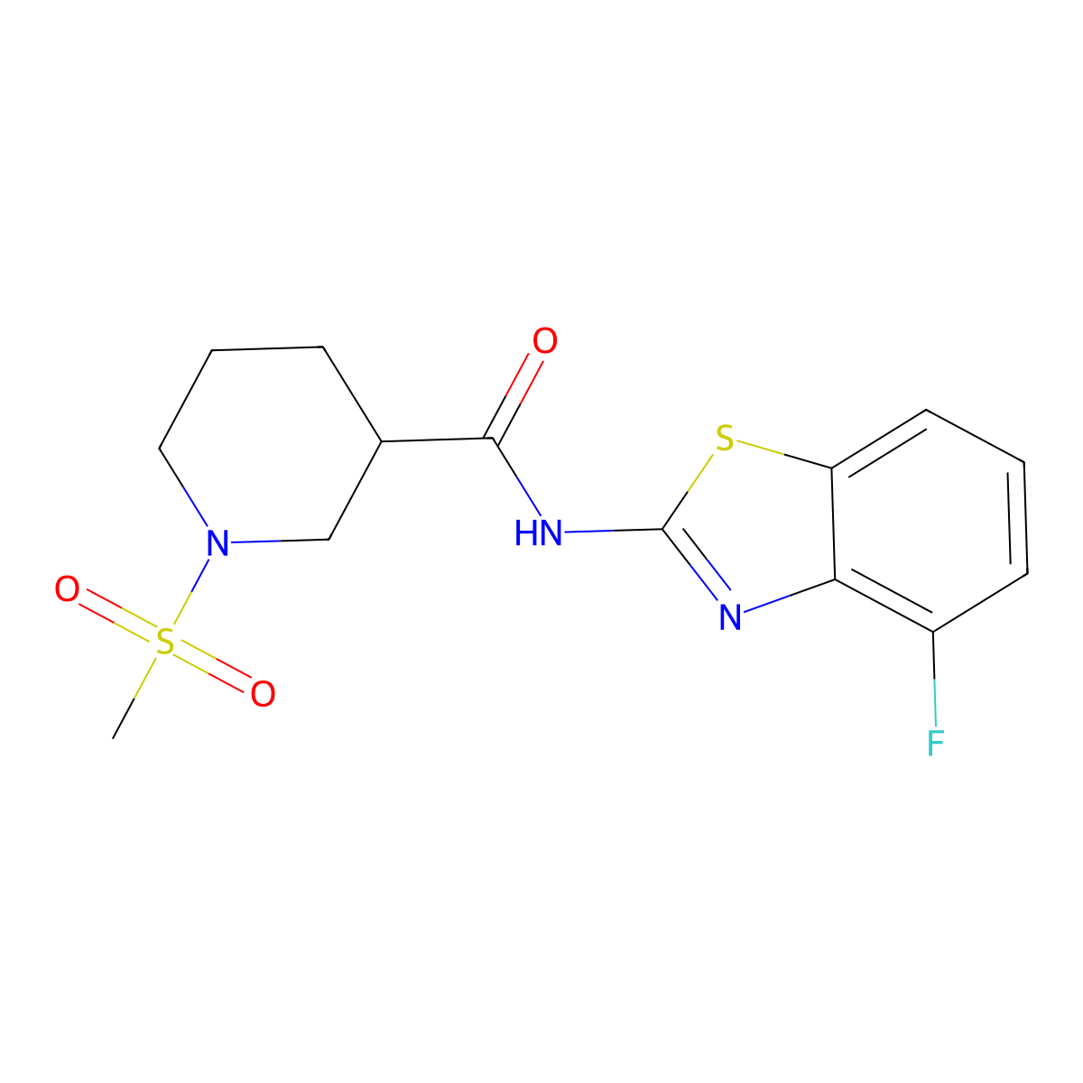N-(4-fluorobenzo[d]thiazol-2-yl)-1-(methylsulfonyl)piperidine-3-carboxamide molecular structure, CAS 1058189-25-5