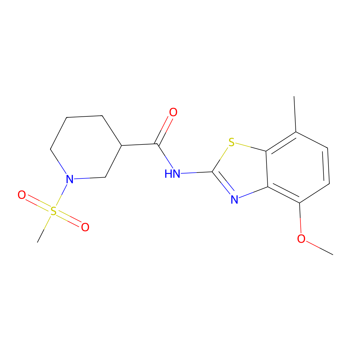 N-(4-methoxy-7-methylbenzo[d]thiazol-2-yl)-1-(methylsulfonyl)piperidine-3-carboxamide molecular structure, CAS 1058189-29-9