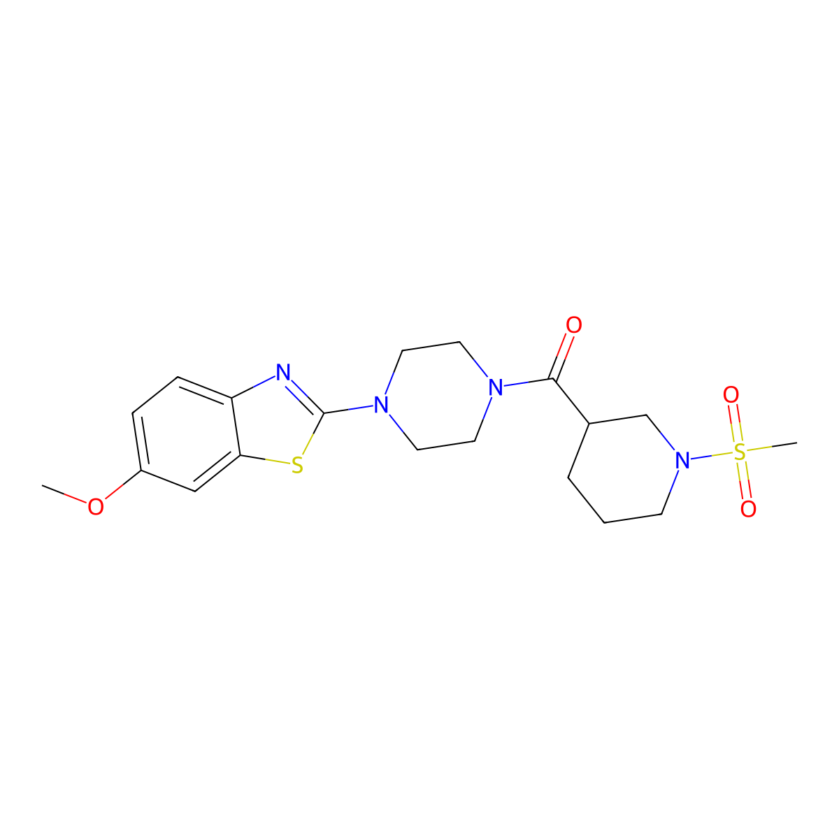 (4-(6-Methoxybenzo[d]thiazol-2-yl)piperazin-1-yl)(1-(methylsulfonyl)piperidin-3-yl)methanone molecular structure, CAS 1058189-31-3