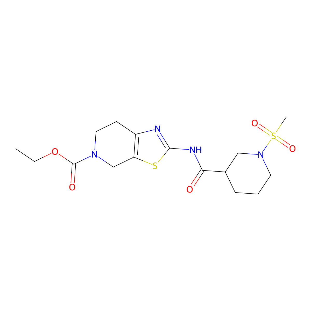 ethyl 2-(1-(methylsulfonyl)piperidine-3-carboxamido)-6,7-dihydrothiazolo[5,4-c]pyridine-5(4H)-carboxylate molecular structure, CAS 1058189-41-5