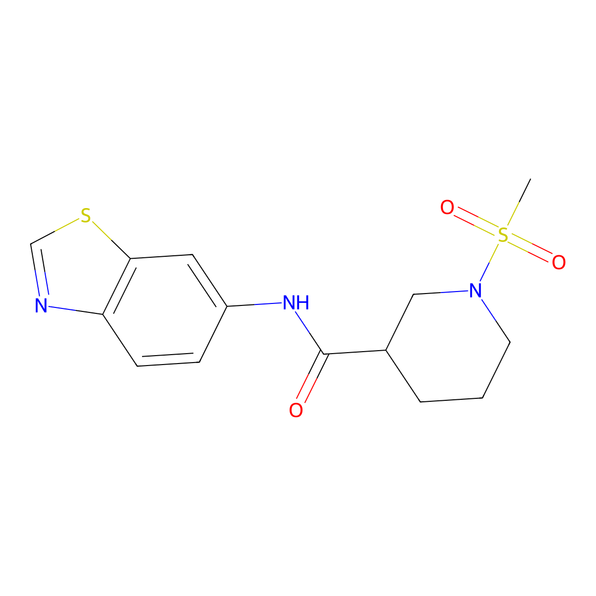 N-(benzo[d]thiazol-6-yl)-1-(methylsulfonyl)piperidine-3-carboxamide molecular structure, CAS 1058189-45-9