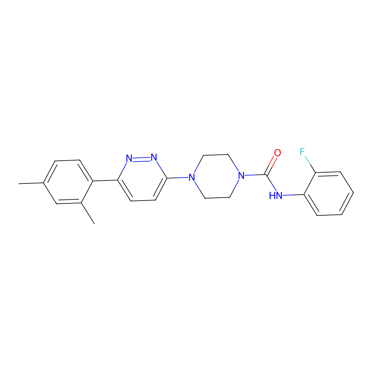 4-[6-(2,4-dimethylphenyl)pyridazin-3-yl]-N-(2-fluorophenyl)piperazine-1-carboxamide molecular structure, CAS 1058192-97-4