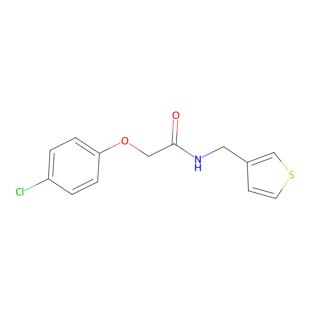 2-(4-chlorophenoxy)-N-(thiophen-3-ylmethyl)acetamide molecular structure, CAS 1058195-46-2