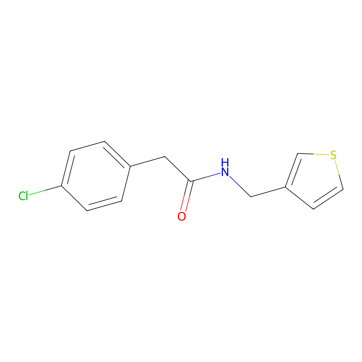 2-(4-chlorophenyl)-N-(thiophen-3-ylmethyl)acetamide molecular structure, CAS 1058195-48-4