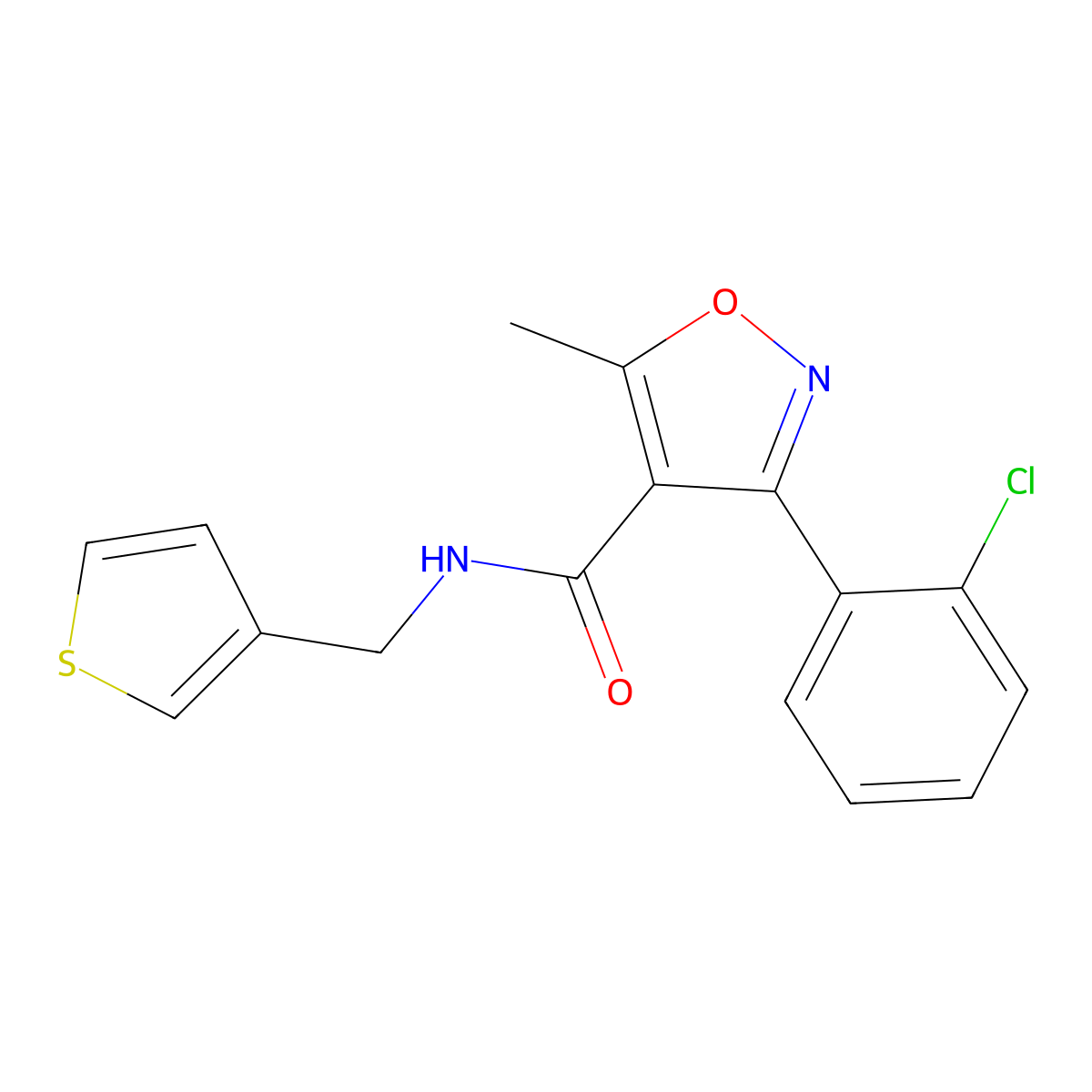 3-(2-chlorophenyl)-5-methyl-N-[(thiophen-3-yl)methyl]-1,2-oxazole-4-carboxamide molecular structure, CAS 1058195-53-1