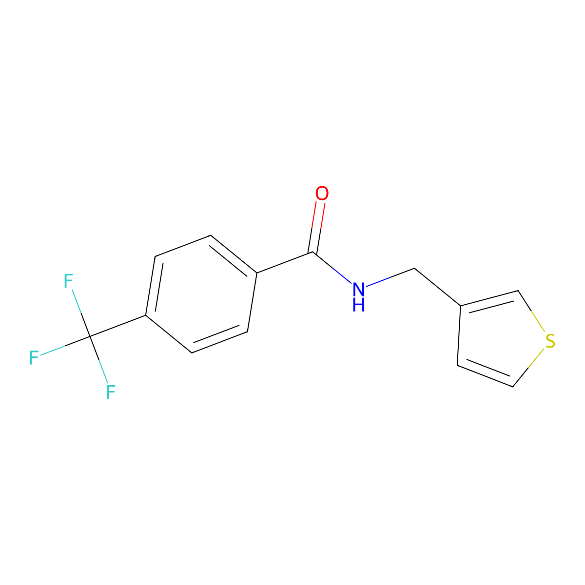 N-[(thiophen-3-yl)methyl]-4-(trifluoromethyl)benzamide molecular structure, CAS 1058195-55-3