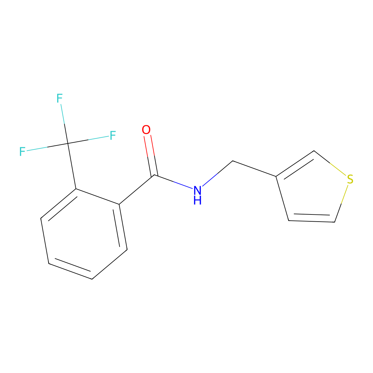N-[(thiophen-3-yl)methyl]-2-(trifluoromethyl)benzamide molecular structure, CAS 1058195-59-7
