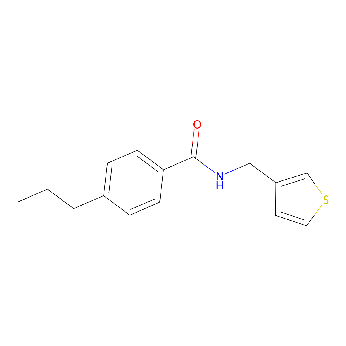 4-propyl-N-[(thiophen-3-yl)methyl]benzamide molecular structure, CAS 1058195-66-6