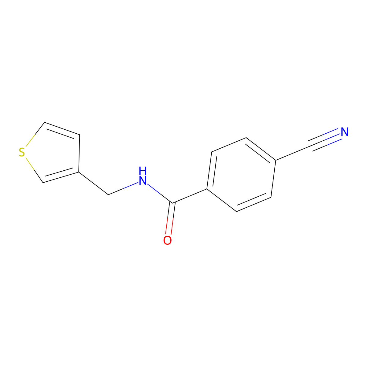 4-cyano-N-[(thiophen-3-yl)methyl]benzamide molecular structure, CAS 1058195-75-7