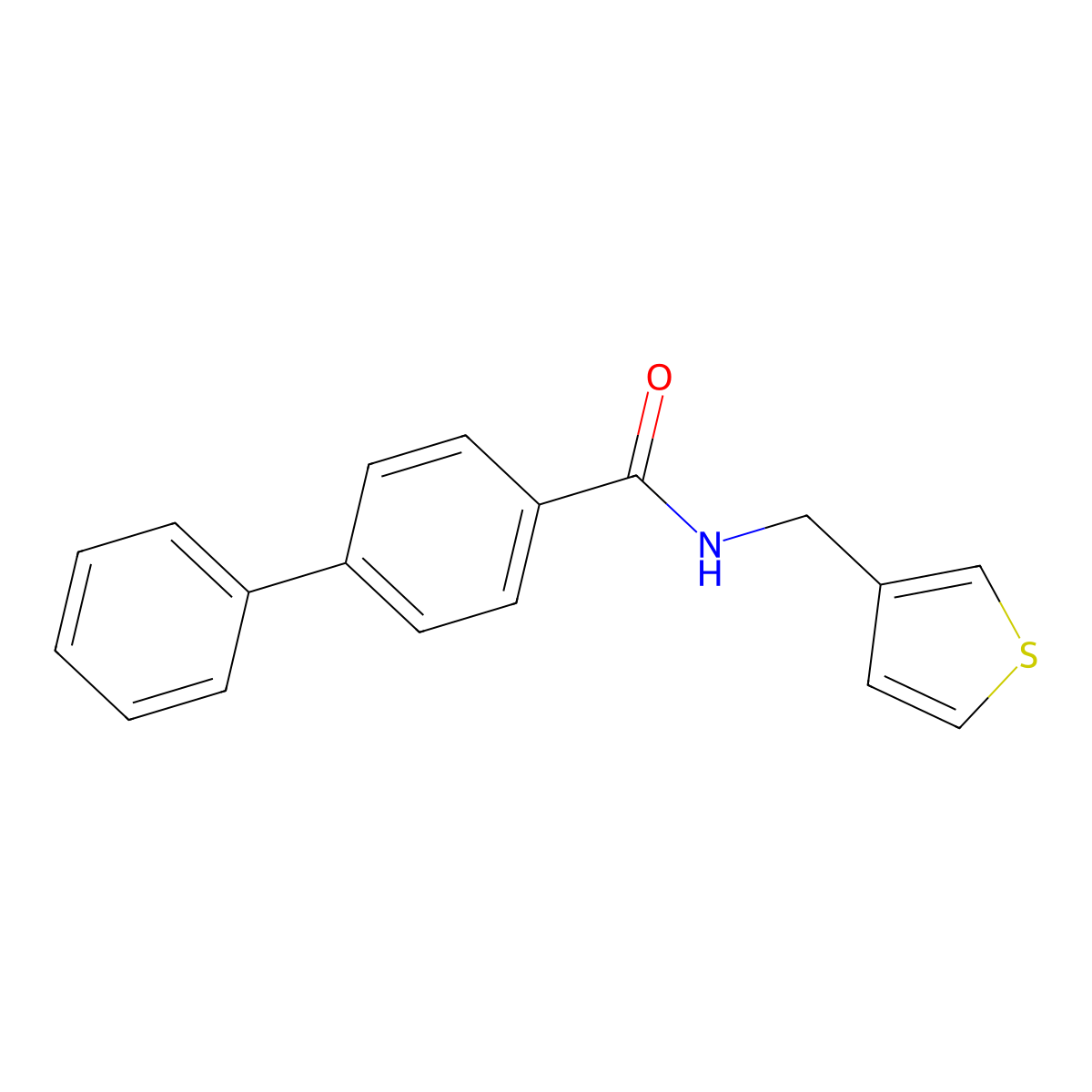 N-[(thiophen-3-yl)methyl]-[1,1'-biphenyl]-4-carboxamide molecular structure, CAS 1058195-79-1