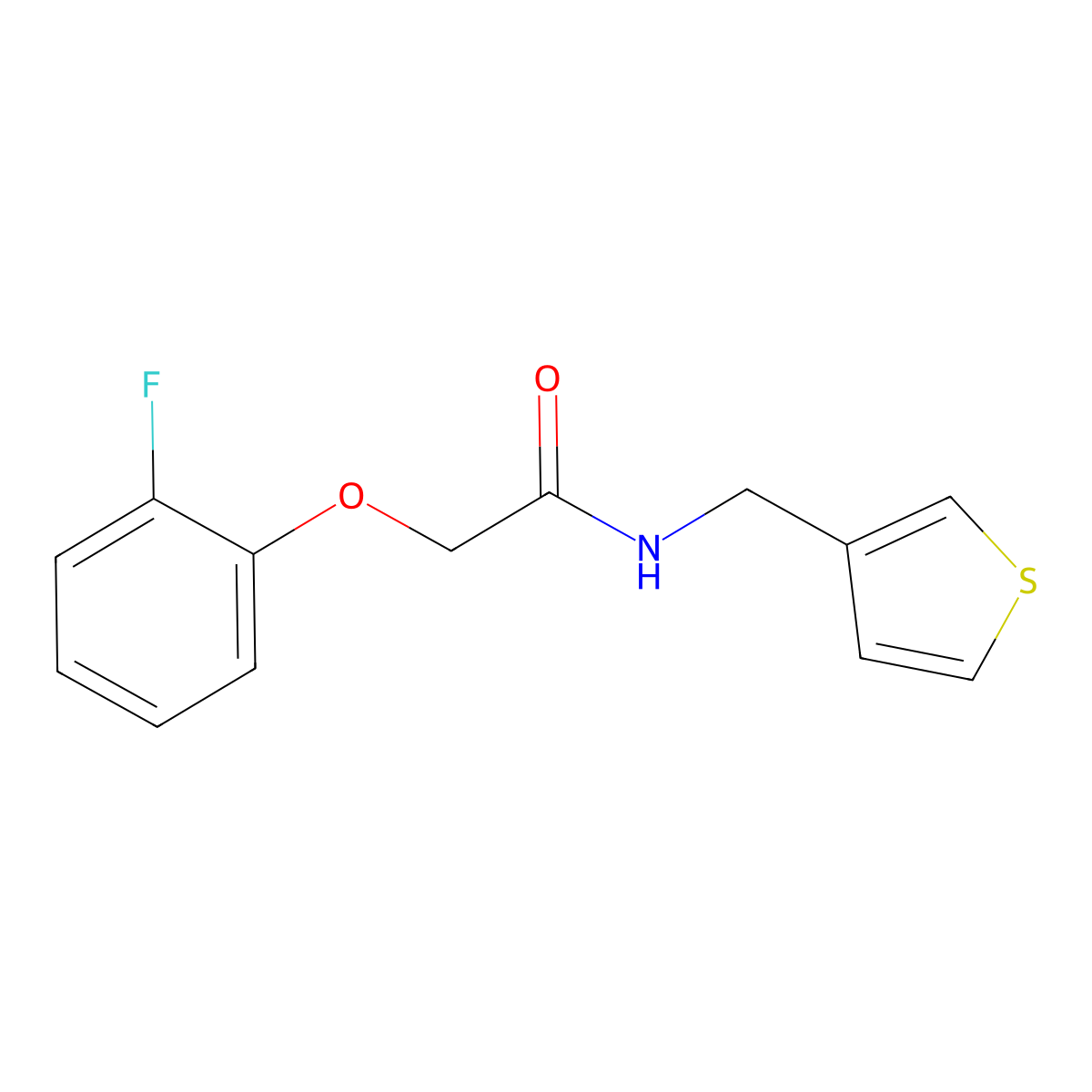 2-(2-fluorophenoxy)-N-(thiophen-3-ylmethyl)acetamide molecular structure, CAS 1058195-84-8